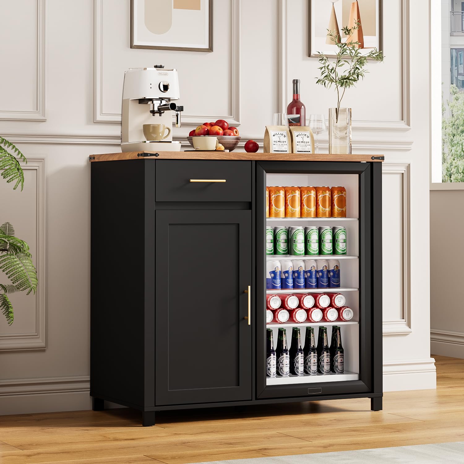 Home Bar And Fridge - 39 inç Buzdolabı Alanlı Kahve Barı