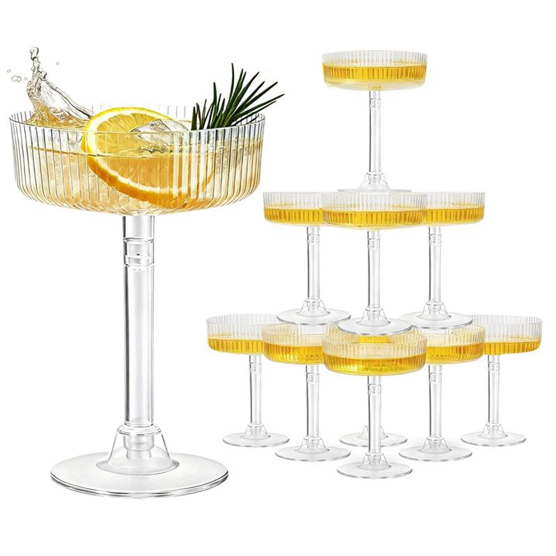 Home Bar Supplies - Şeffaf Plastik Martini Tatlı Bardakları 10