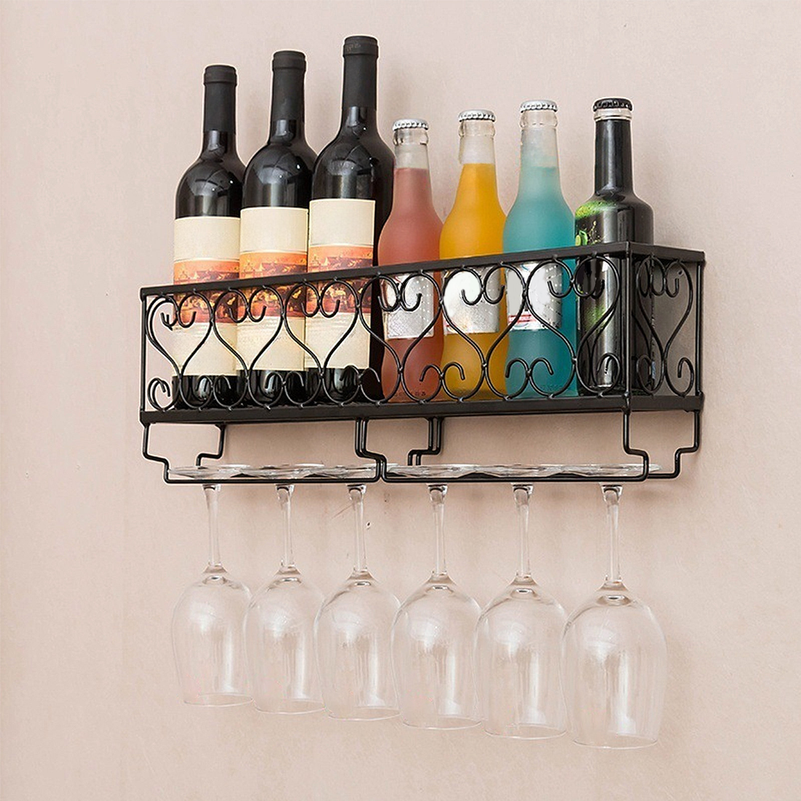 Home Bar Stand - 1 adet duvara monte şarap şişesi
