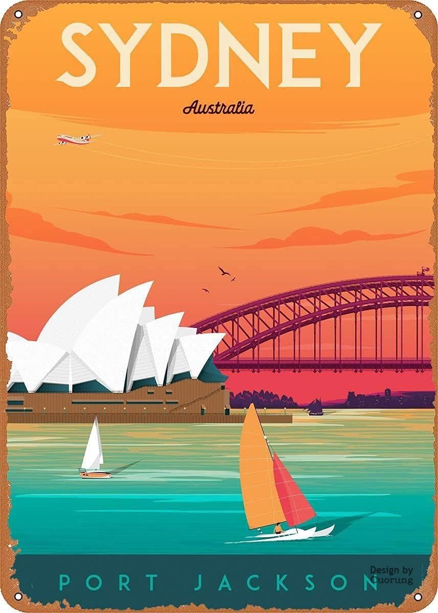 Home Bar Sydney - Erkek Mağarası Dekoru Seyahat Metal Tabela