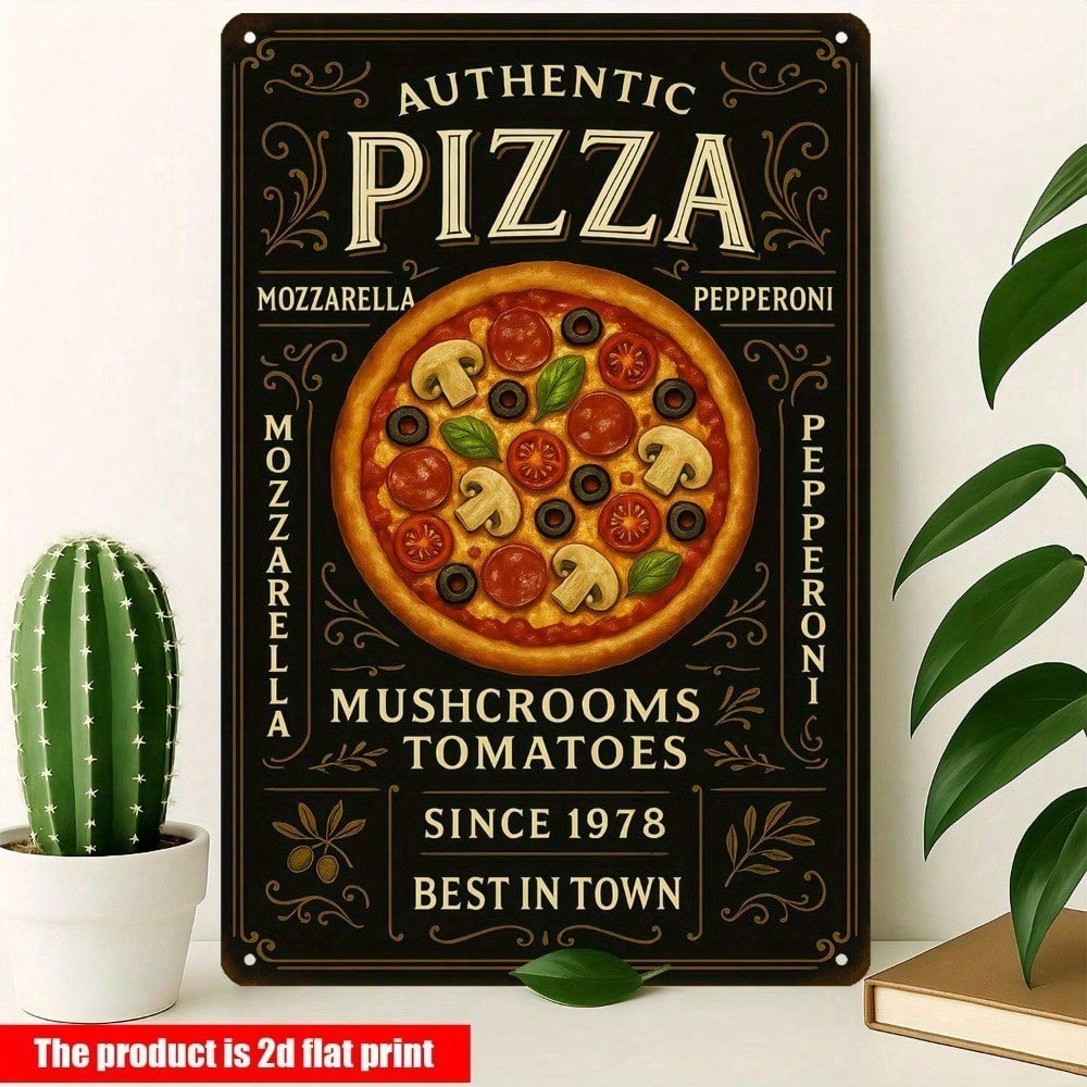 Home Bar And Kitchen - Vintage Pizzeria Metal Tabela - Retro